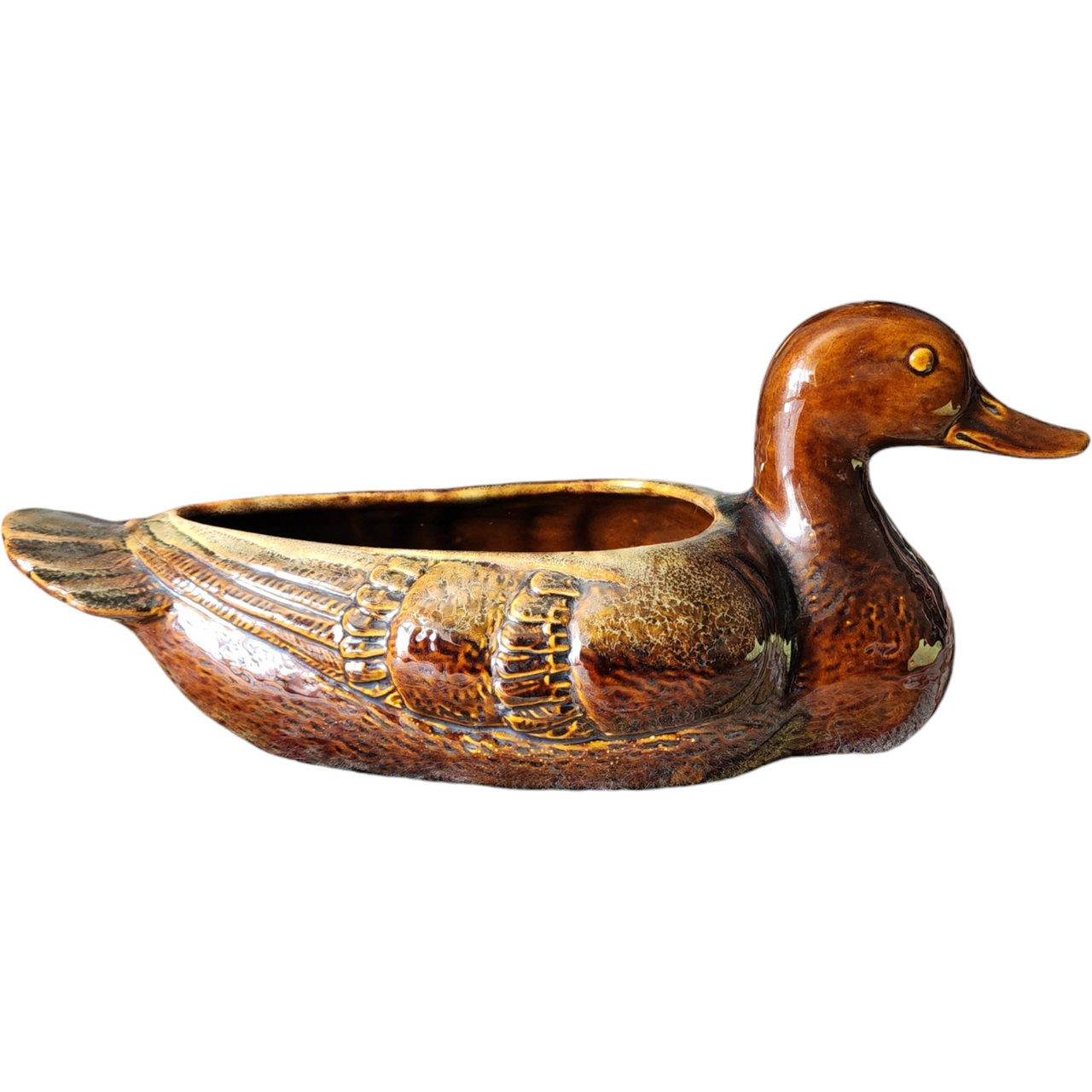 Hull Ceramic Majolica Duck Decoy Planter Figurine Farmhouse Decor