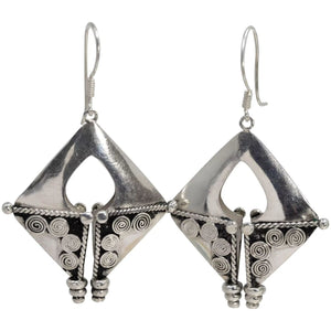 Native American Sterling Silver Dangling Earrings French hook
