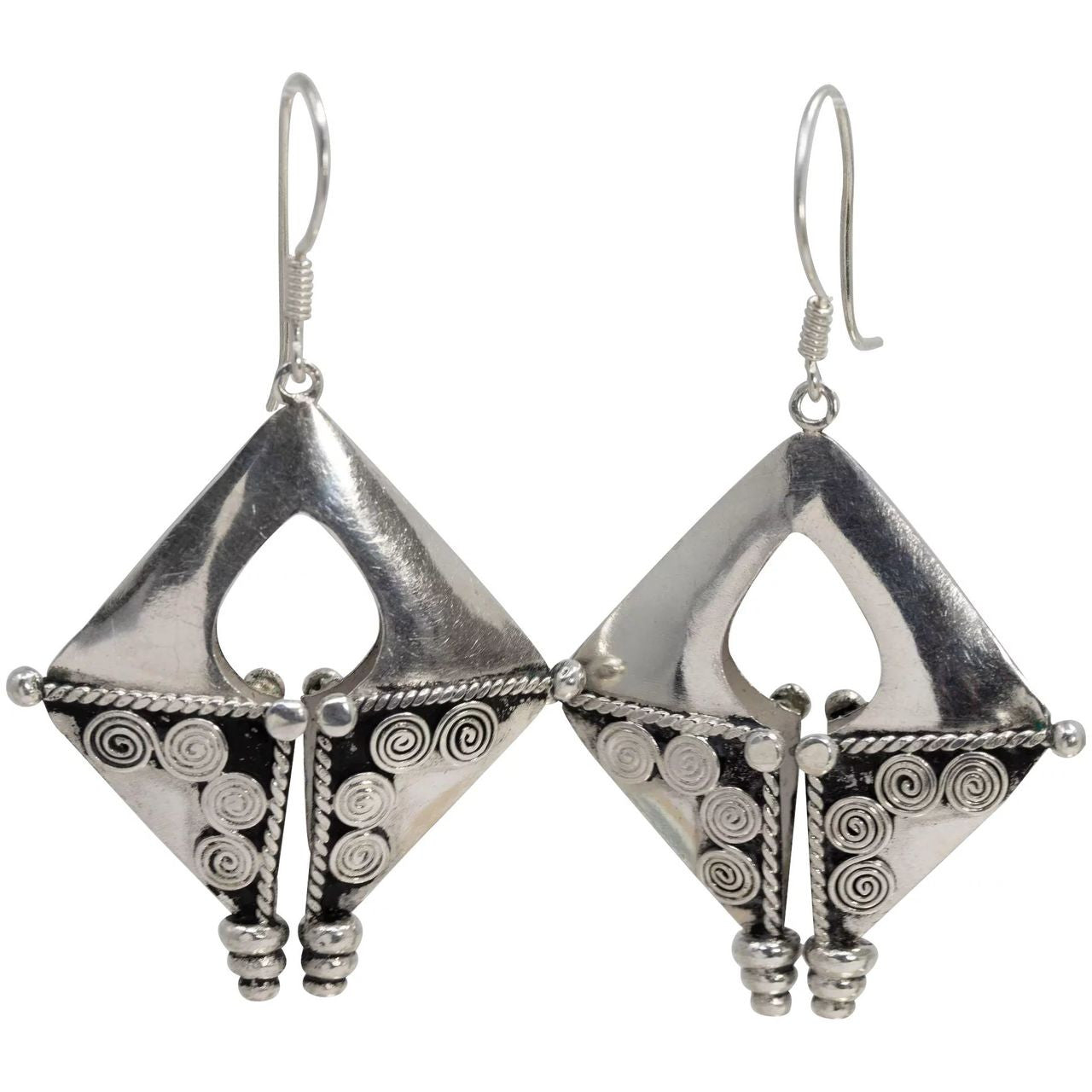 Native American Sterling Silver Dangling Earrings French hook
