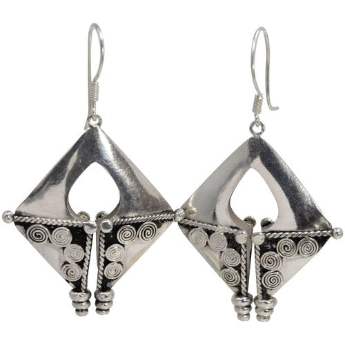 Native American Sterling Silver Dangling Earrings French hook