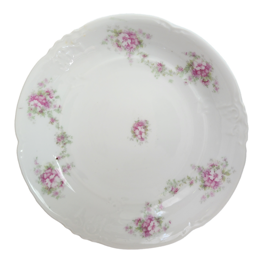 New Habsburg Pink Purple Flowers Scalloped Coupe Soup Bowl Austria