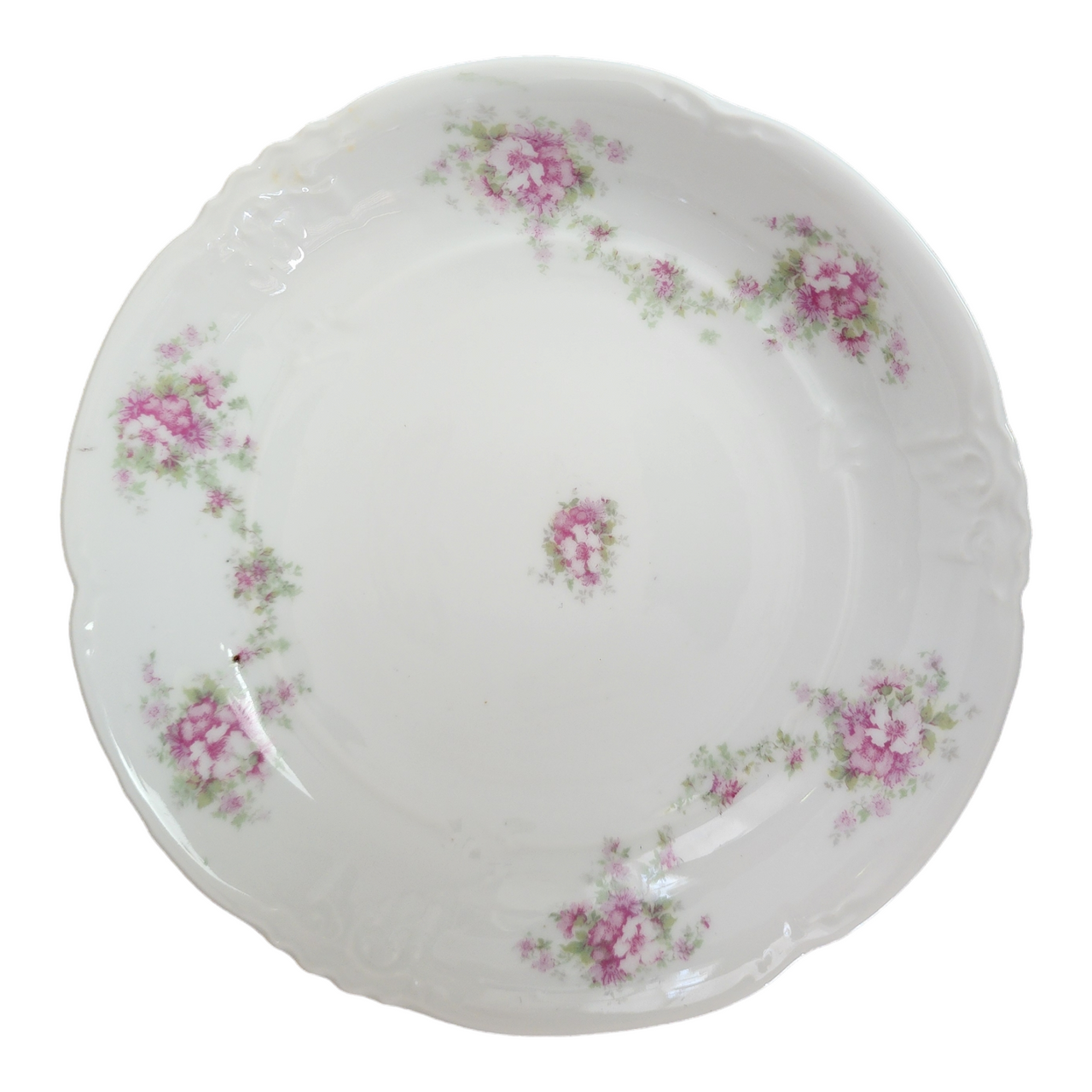 New Habsburg Pink Purple Flowers Scalloped Coupe Soup Bowl Austria