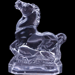 New Martinsville Clear Horse Head Up Bookend