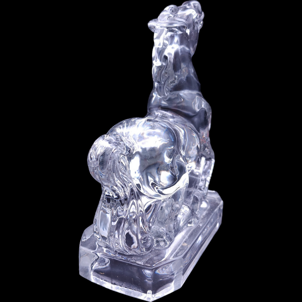 New Martinsville Clear Horse Head Up Bookend