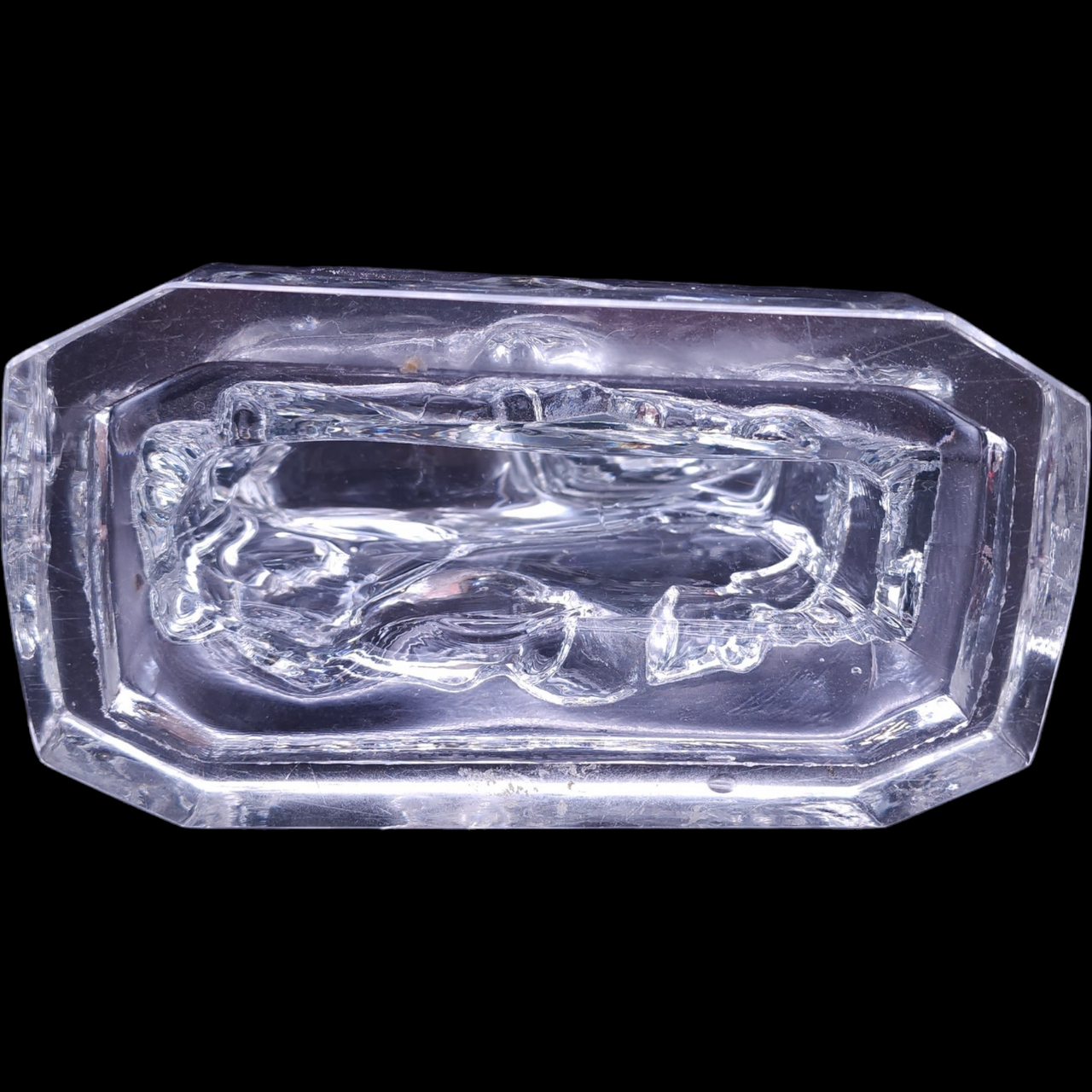 New Martinsville Clear Horse Head Up Bookend
