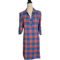 New York & Company Red Blue Plaid Shirt Dress Belted Popover Tunic, Size XL, NWT