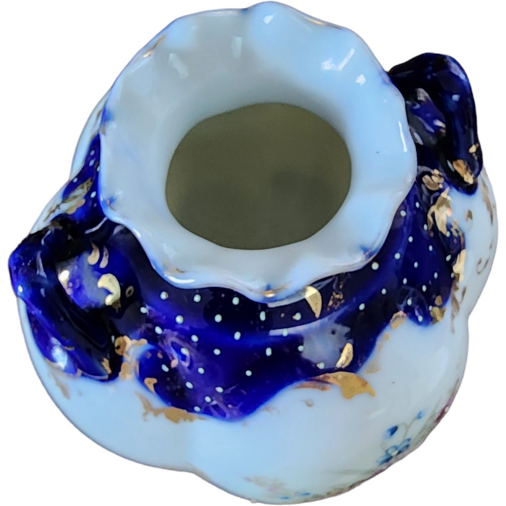 Nippon Dow Sie Cot Ure Cobalt Floral Porcelain Bowl Vase Japan