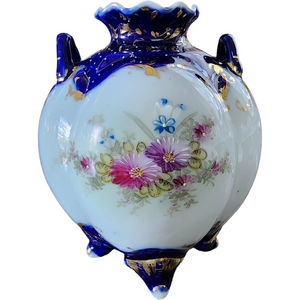 Nippon Dow Sie Cot Ure Cobalt Floral Porcelain Bowl Vase Japan