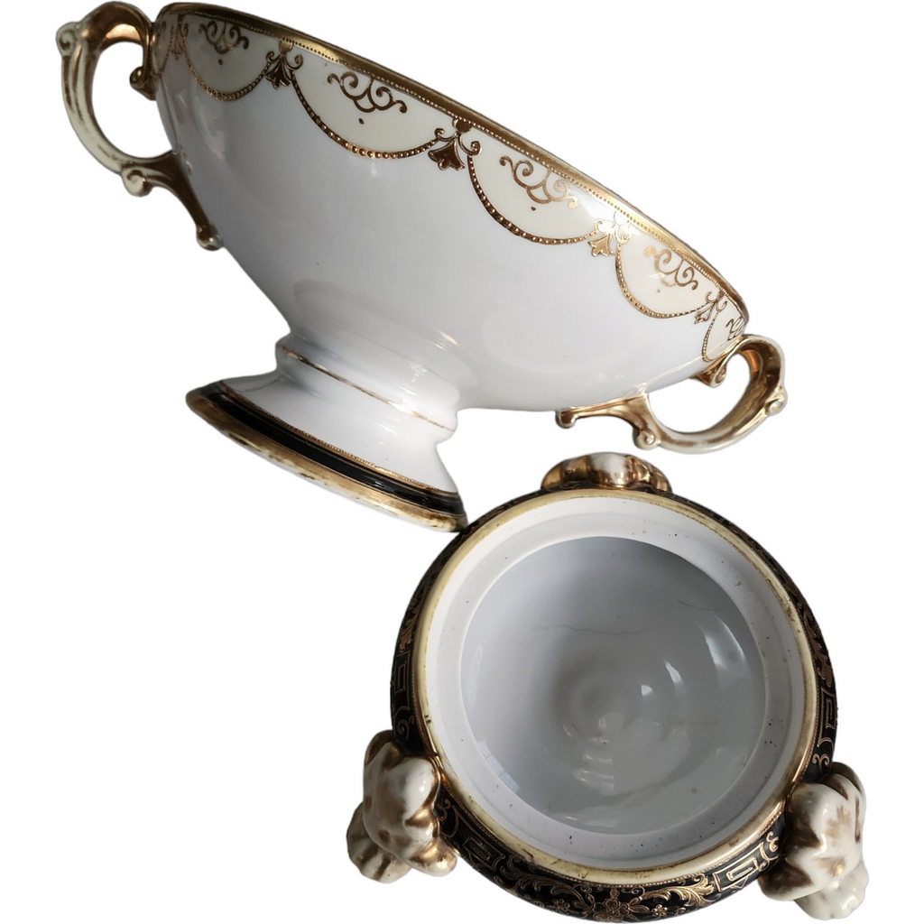 Nippon Hand Painted Centerpiece Bowl Punch Bowl & Stand