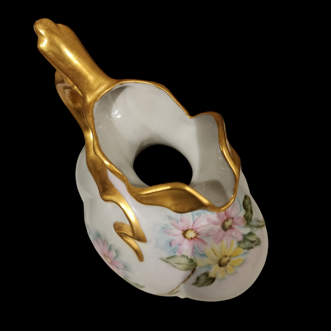 Nippon Hand Painted Floral Gilt Porcelain Pitcher