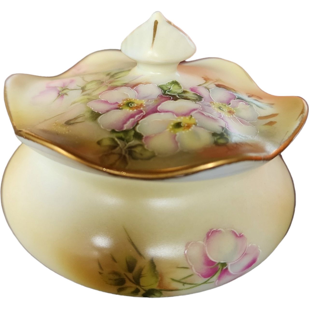 Nippon Hand Painted Porcelain Boudoir Trinket Box