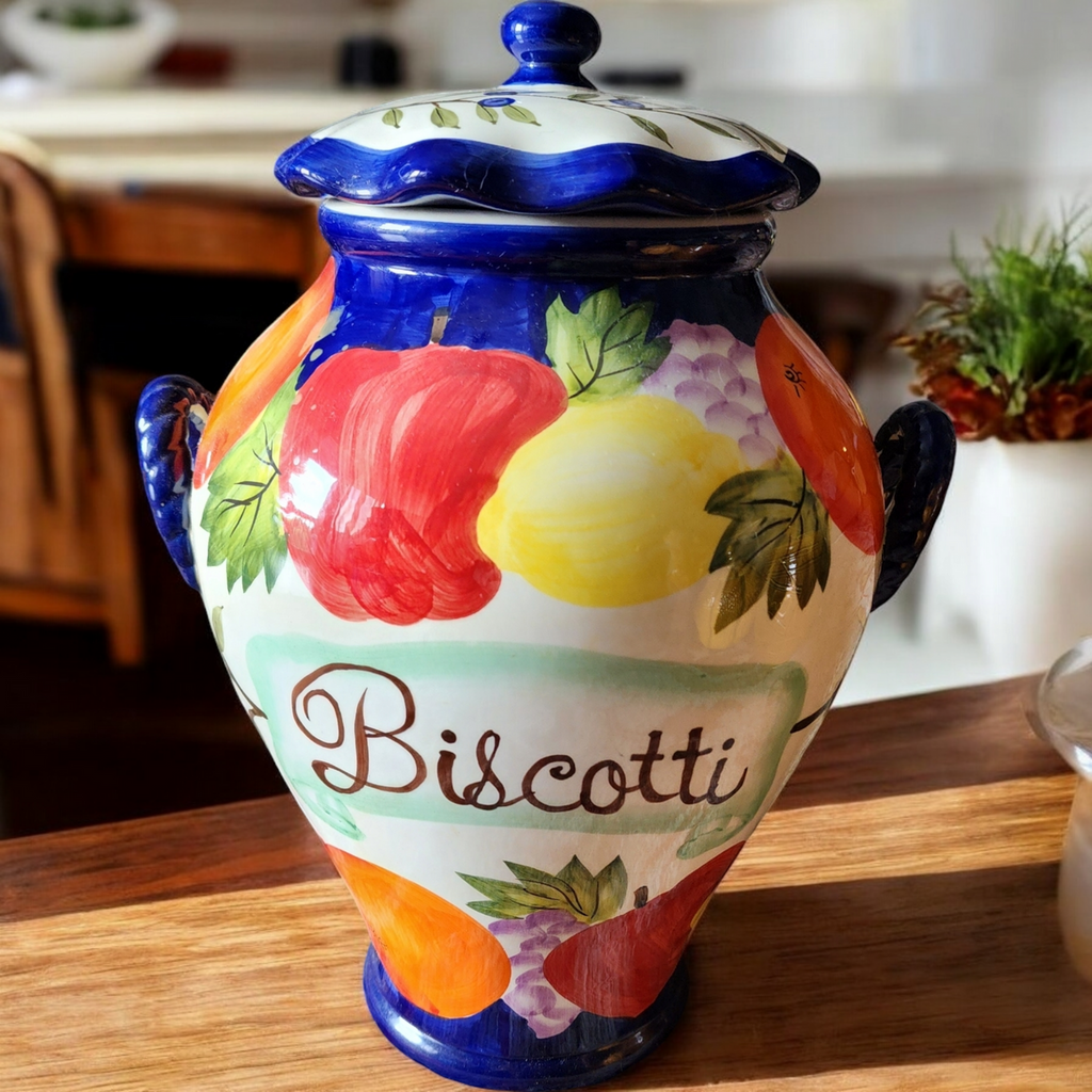 Nonni's Biscotti Ceramic with Fruit Canister Cookie Jar