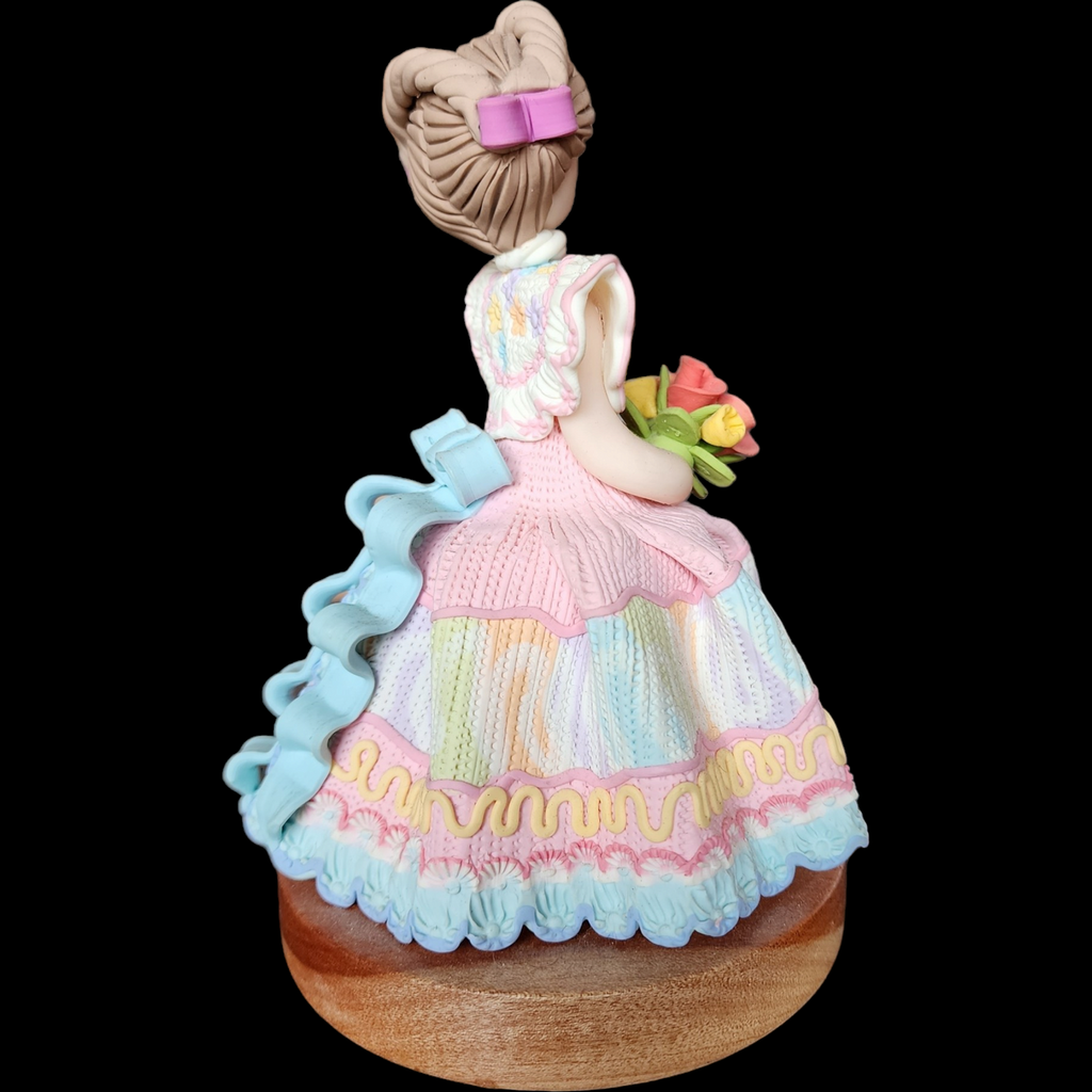 Nora Dominican Republic Faceless Doll Wood Base Polymer Clay Figurine