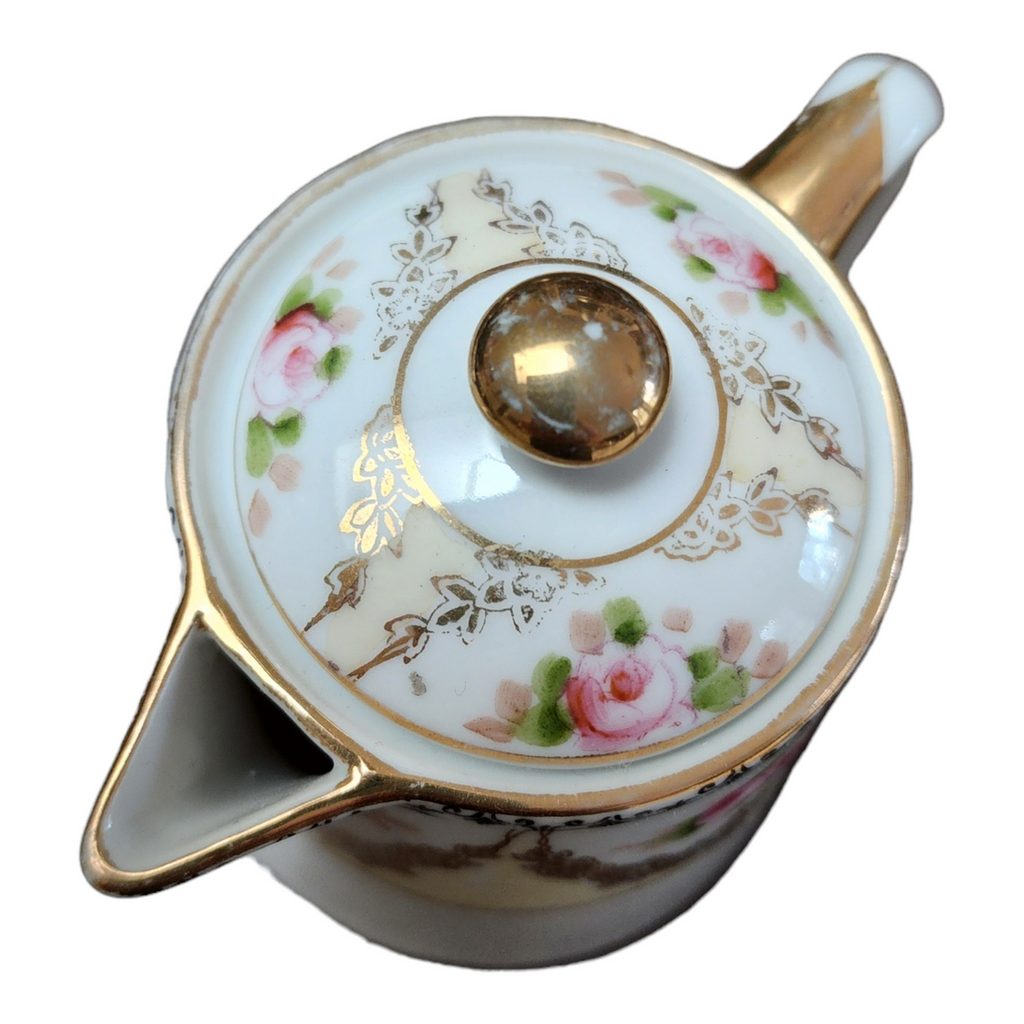 Noritake Gold Swags Pink Roses Gold Trim Creamer & Lid