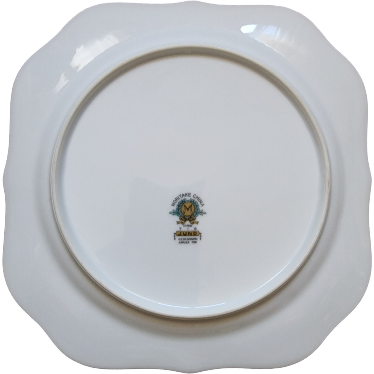 Noritake Juno Blue & Tan Band Flowers Tan Scrolls Square Salad Plate Japan