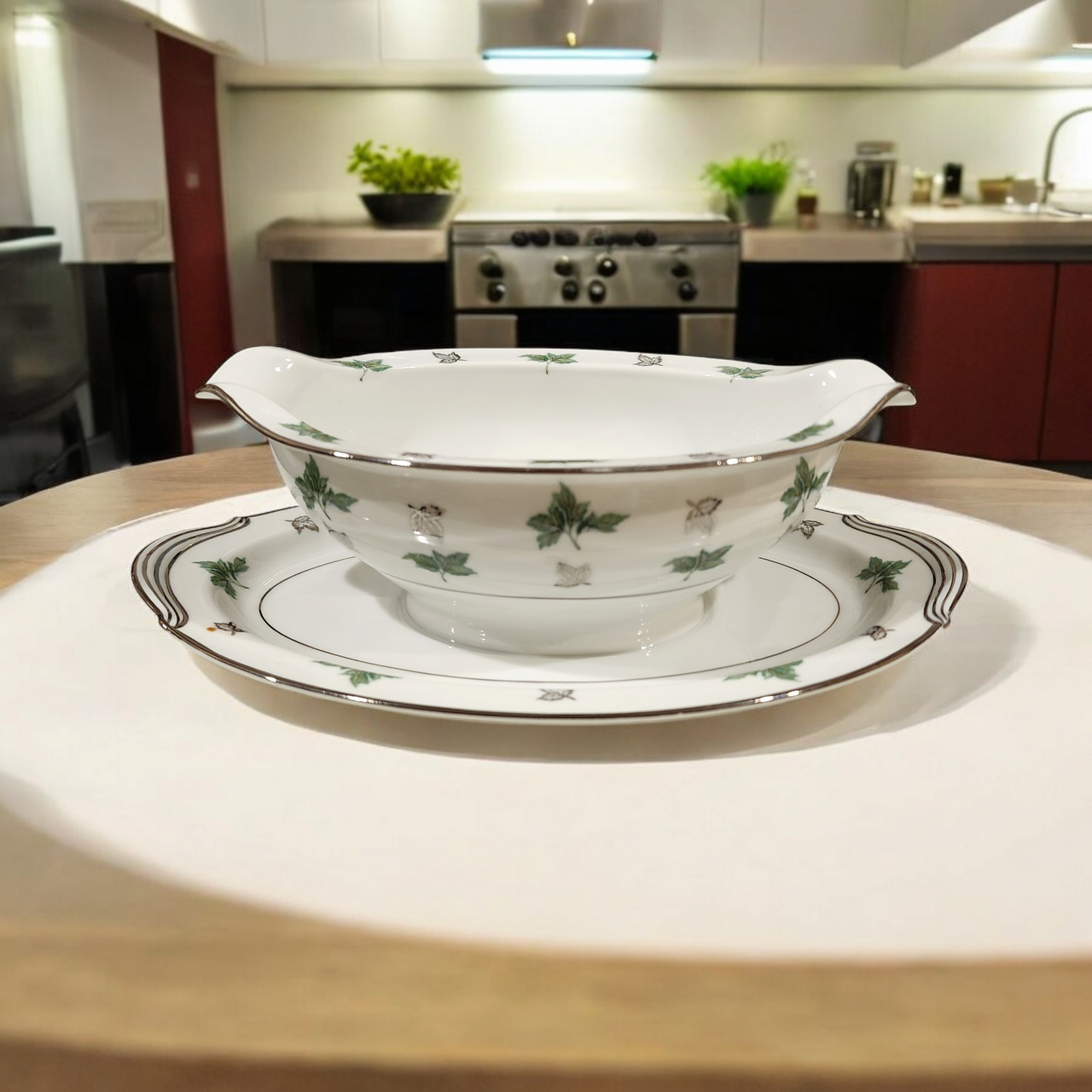 Noritake Shelley China Gravy Boat with Attached Underplate