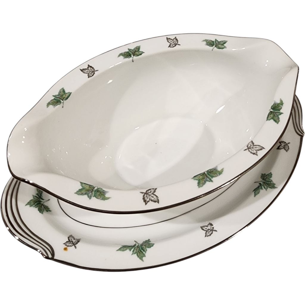 Noritake Shelley China Gravy Boat with Attached Underplate