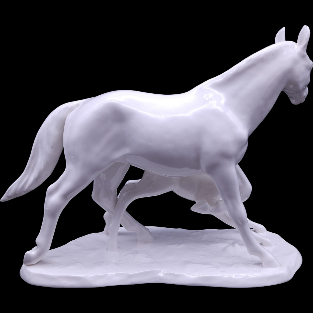 Noritake Toki Kaisha Bone China All White Mare & Foal Figurine Japan