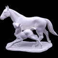 Noritake Toki Kaisha Bone China All White Mare & Foal Figurine Japan