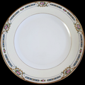 Noritake Ybry Blue & Tan Edge, Pink Roses, Cream Band Dinner Plate