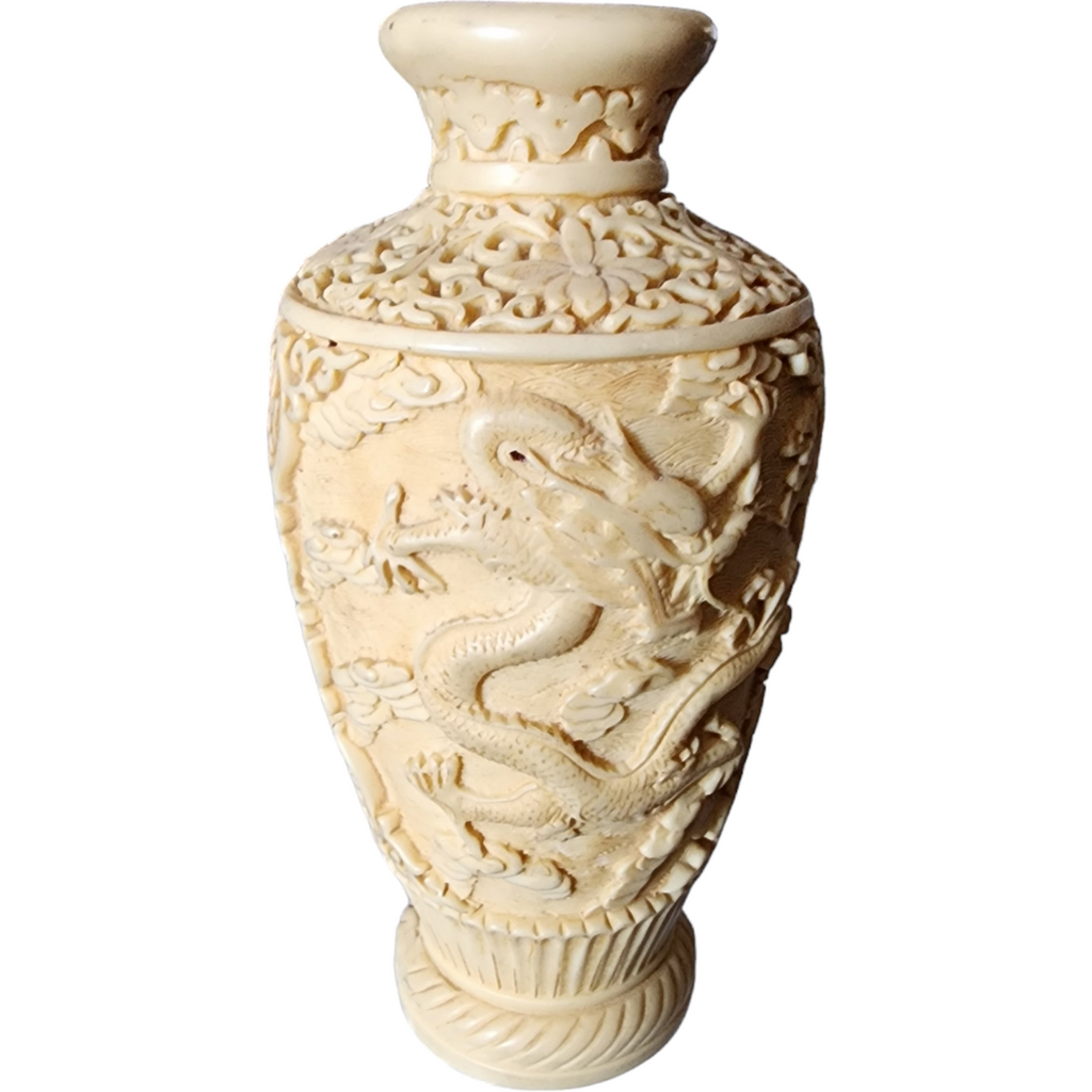 Norleans Hand Carved Dragons Resin Vase Italy