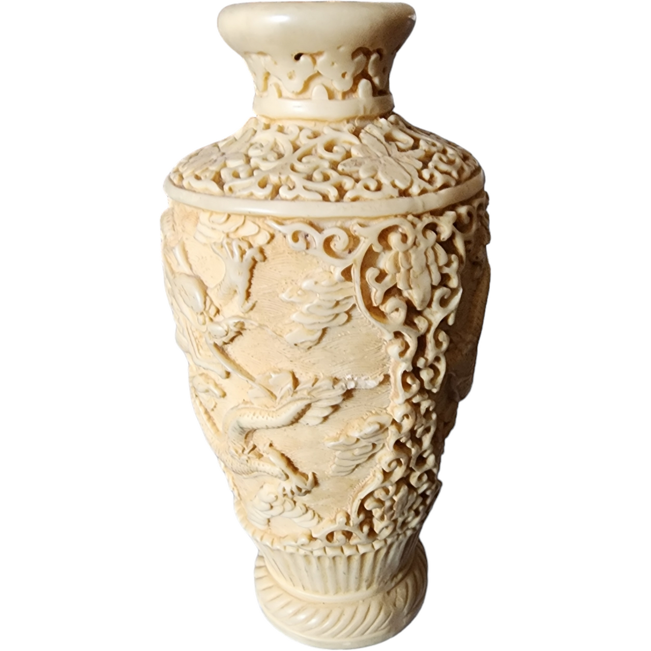 Norleans Hand Carved Dragons Resin Vase Italy