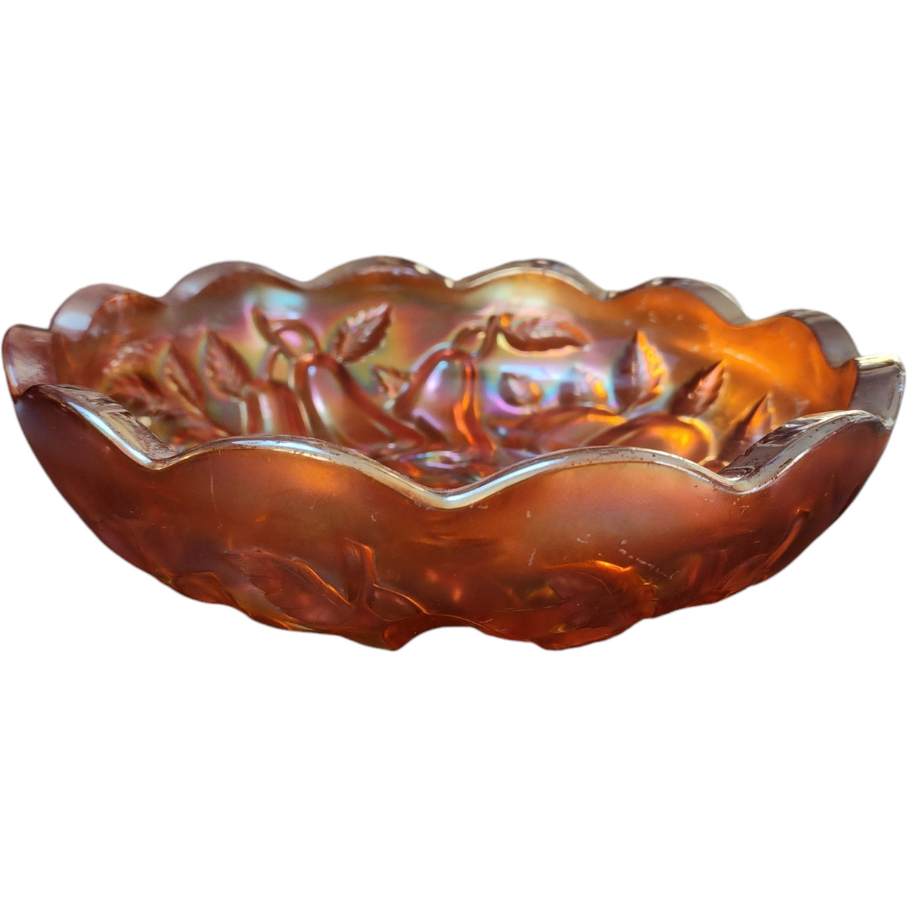 Northwood Apple and Pear Intaglio Marigold Master Berry Bowl