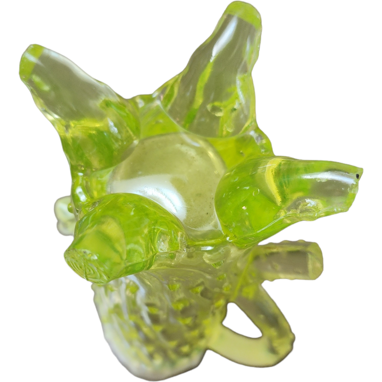 Northwood Vaseline Opalescent Glass Town Pump Embossed Treek Trunk Vase