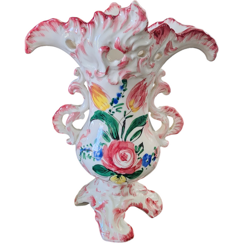 Nove Rose Blue Dot-Dash Edge, Floral Vase Italy