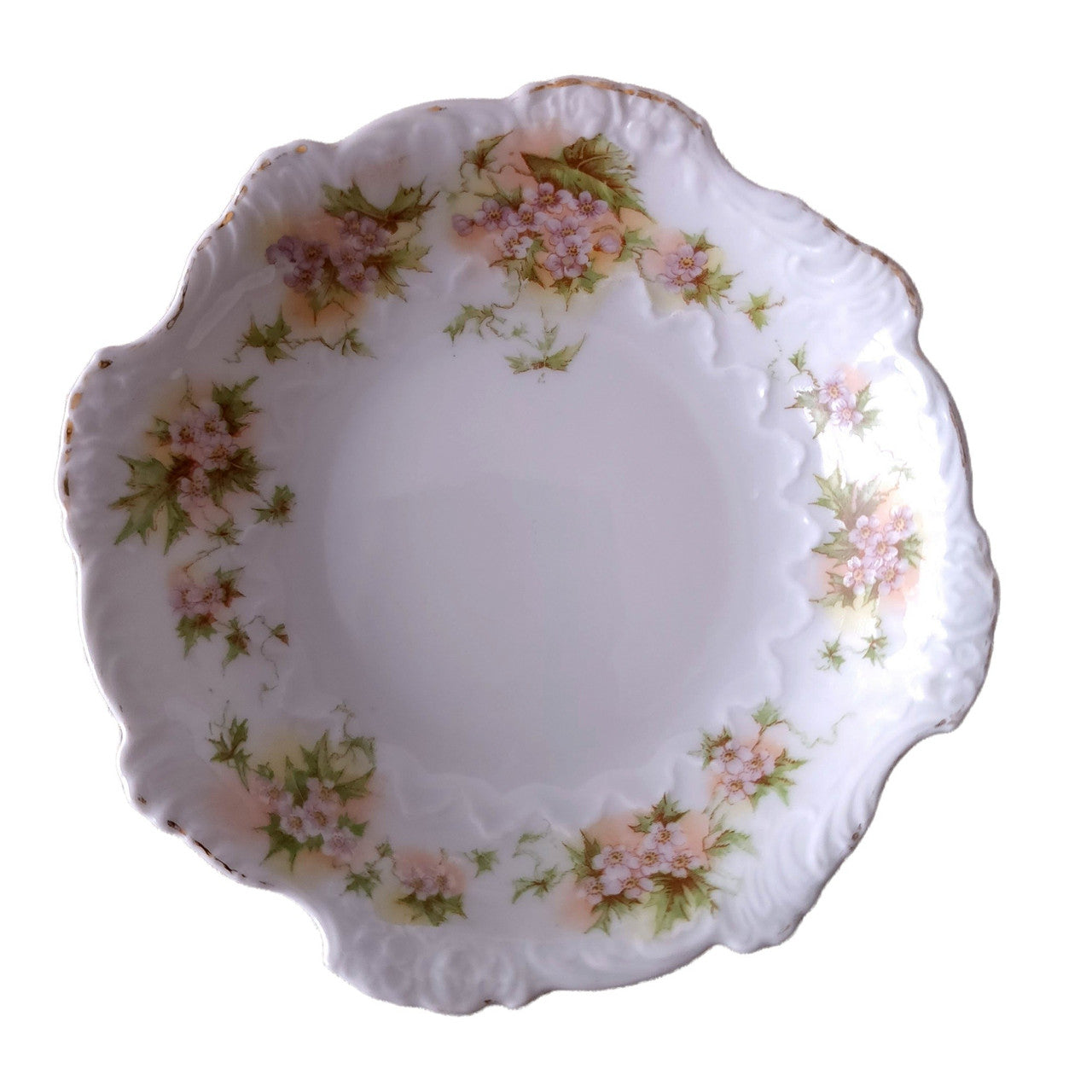 OHME HERMANN Purple & White Flowers, Scalloped Fruit/Dessert/Sauce Bowl