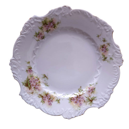 OHME HERMANN Purple & White Flowers, Scalloped Salad Plate