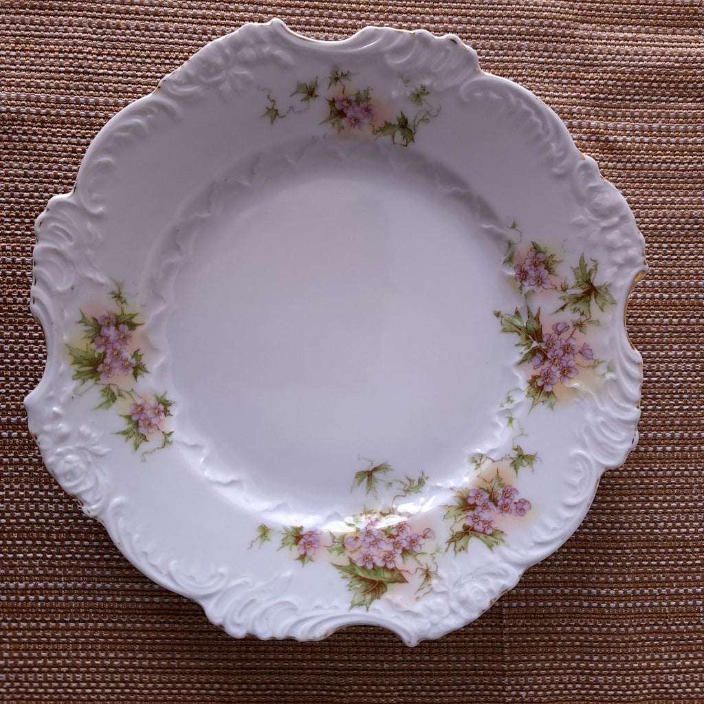 OHME HERMANN Purple & White Flowers, Scalloped Salad Plate