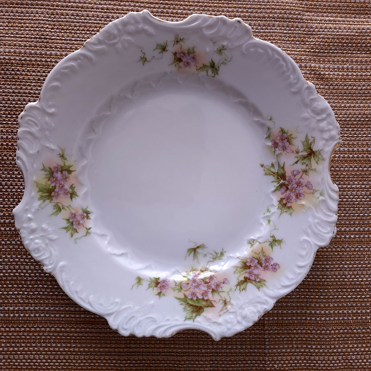 OHME HERMANN Purple & White Flowers, Scalloped Salad Plate