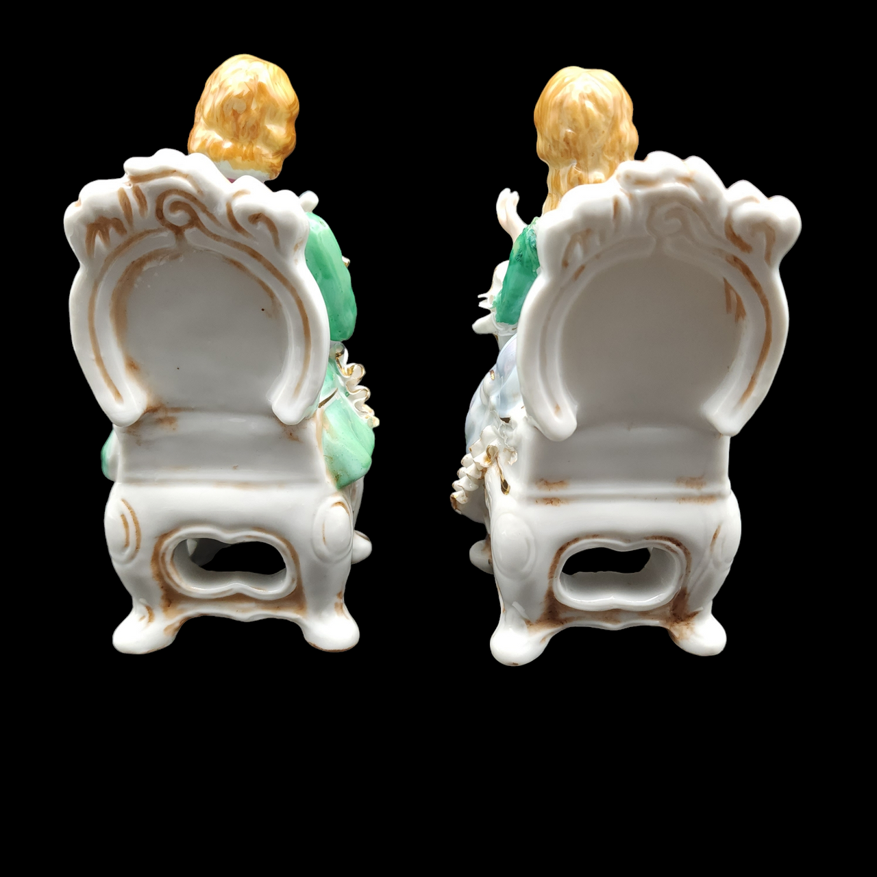 Occupied Japan Bone China Lace Colonial Courting Couple Figurines
