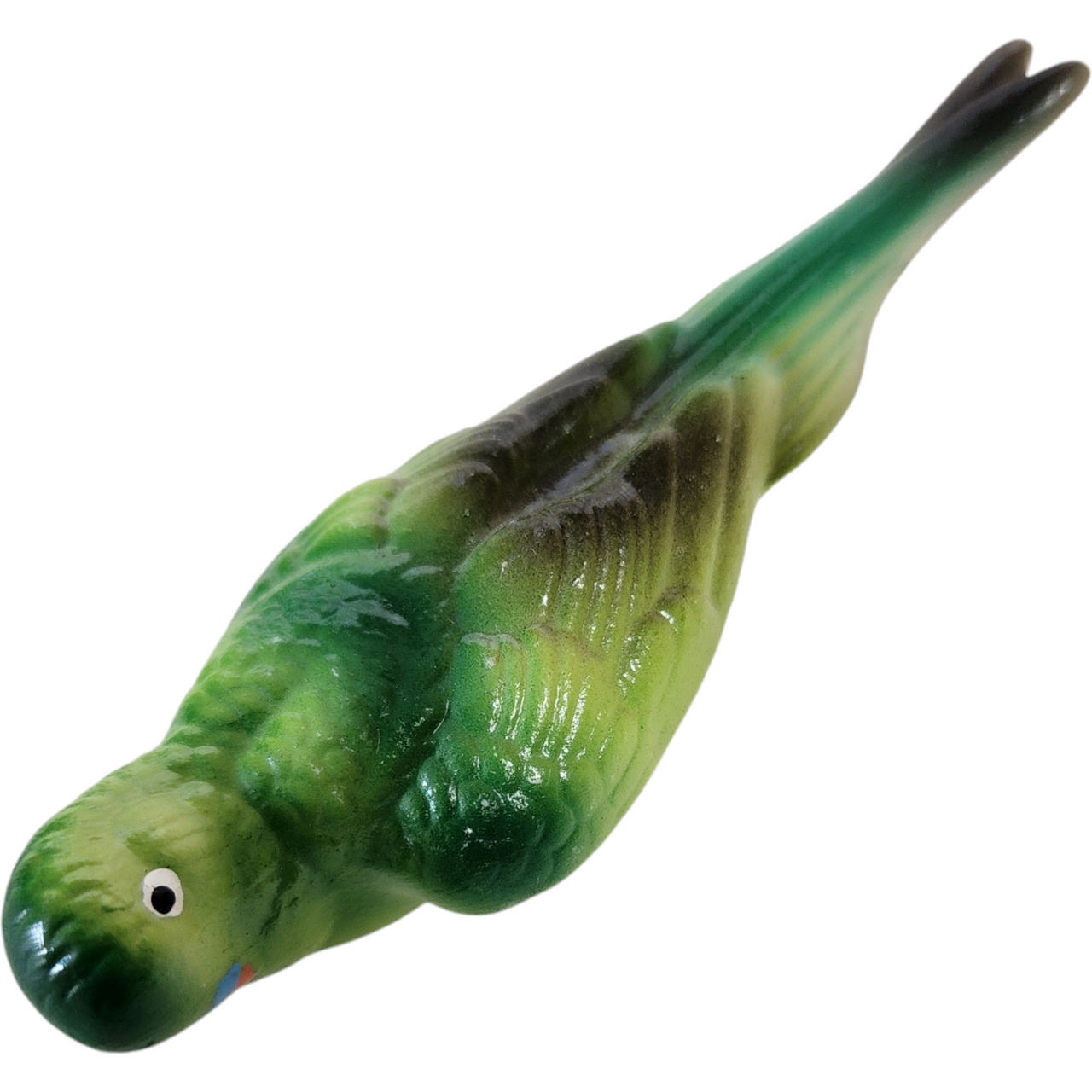 Occupied Japan Clip On Porcelain Green Budgie Parakeet Bird Christmas Ornament