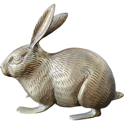 Old Flame Candle Co. Vintage Brass Etched Bunny Paper Weight Collectible