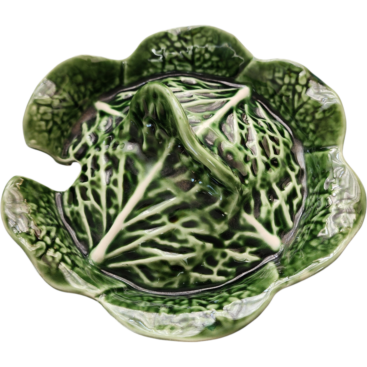 Olfaire Cabbage Green Embossed White Veins Sugar Bowl & Lid