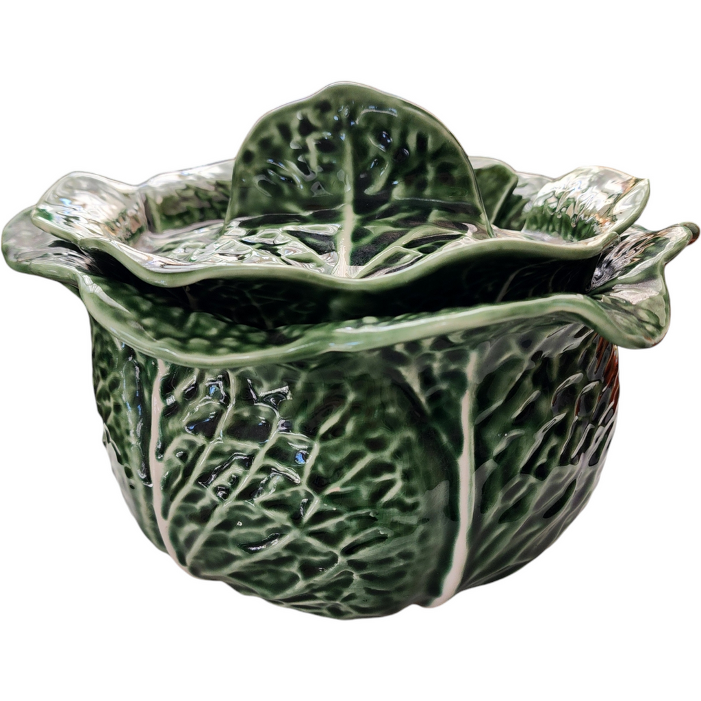 Olfaire Cabbage Green Embossed White Veins Tureen & Lid