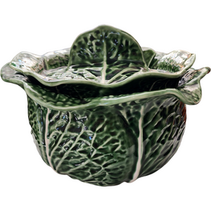 Olfaire Cabbage Green Embossed White Veins Tureen & Lid