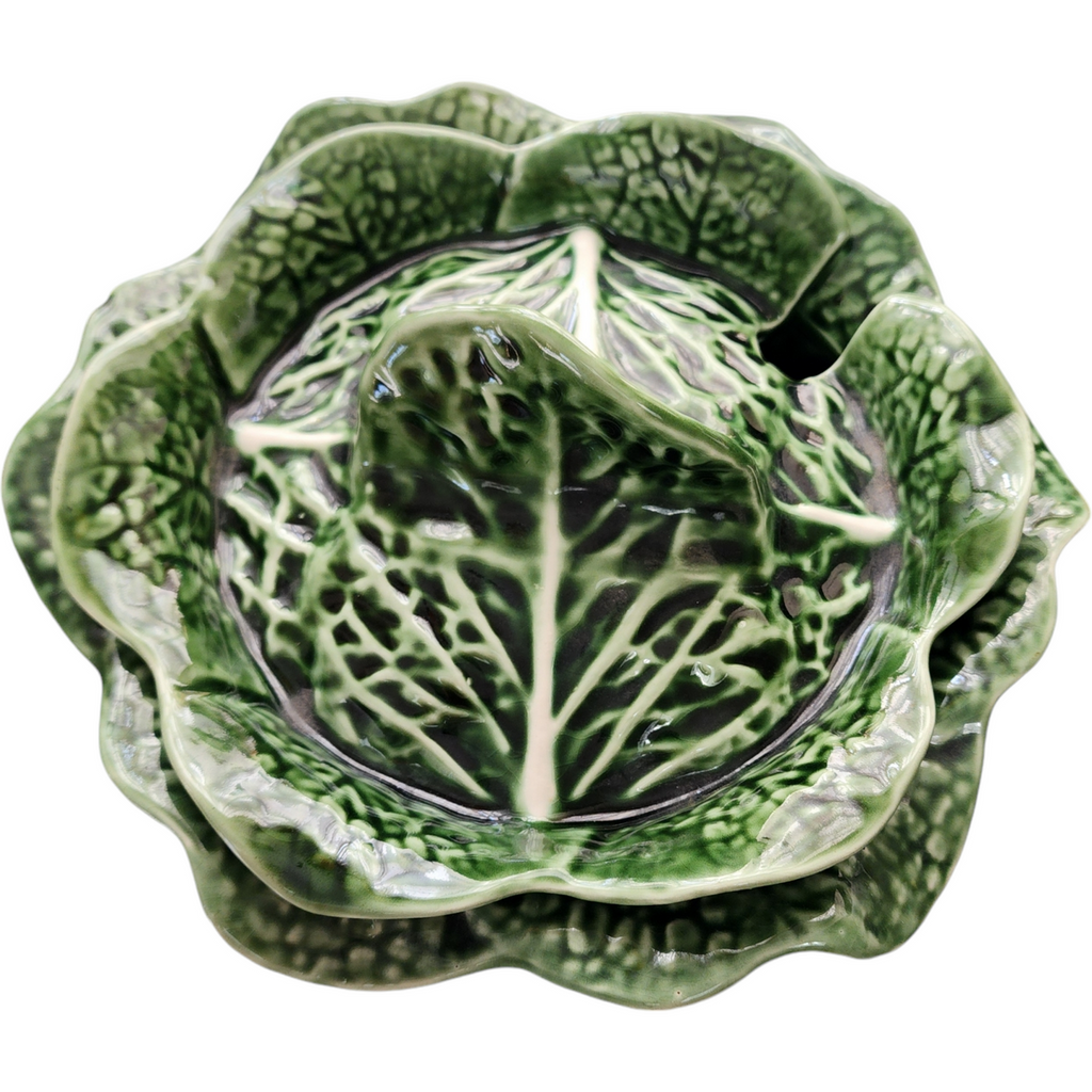 Olfaire Cabbage Green Embossed White Veins Tureen & Lid