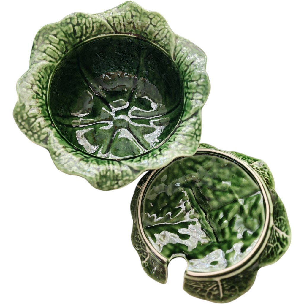 Olfaire Cabbage Green Embossed White Veins Tureen & Lid