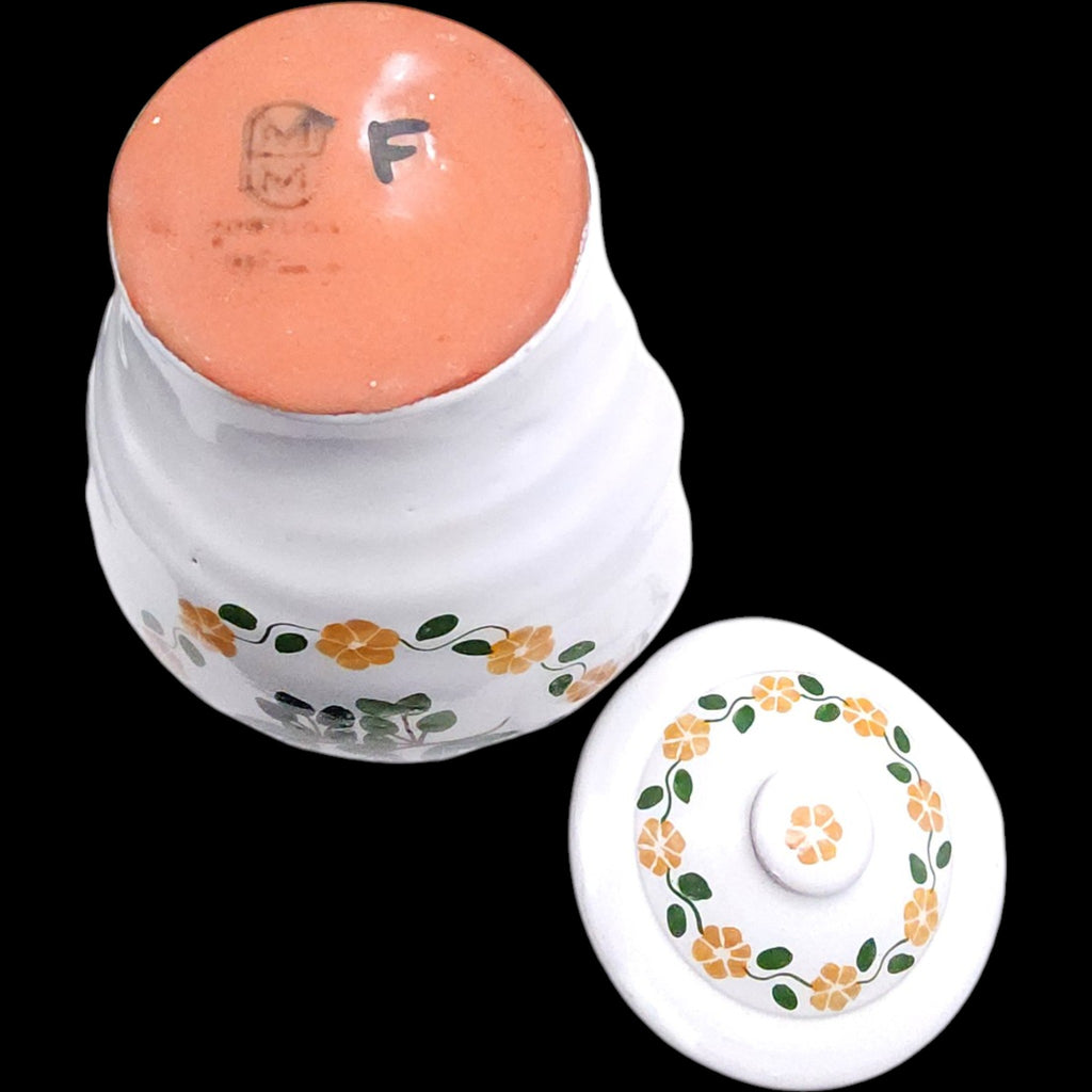 Vintage Hand Painted Floral Ceramic Covered Canister Jar