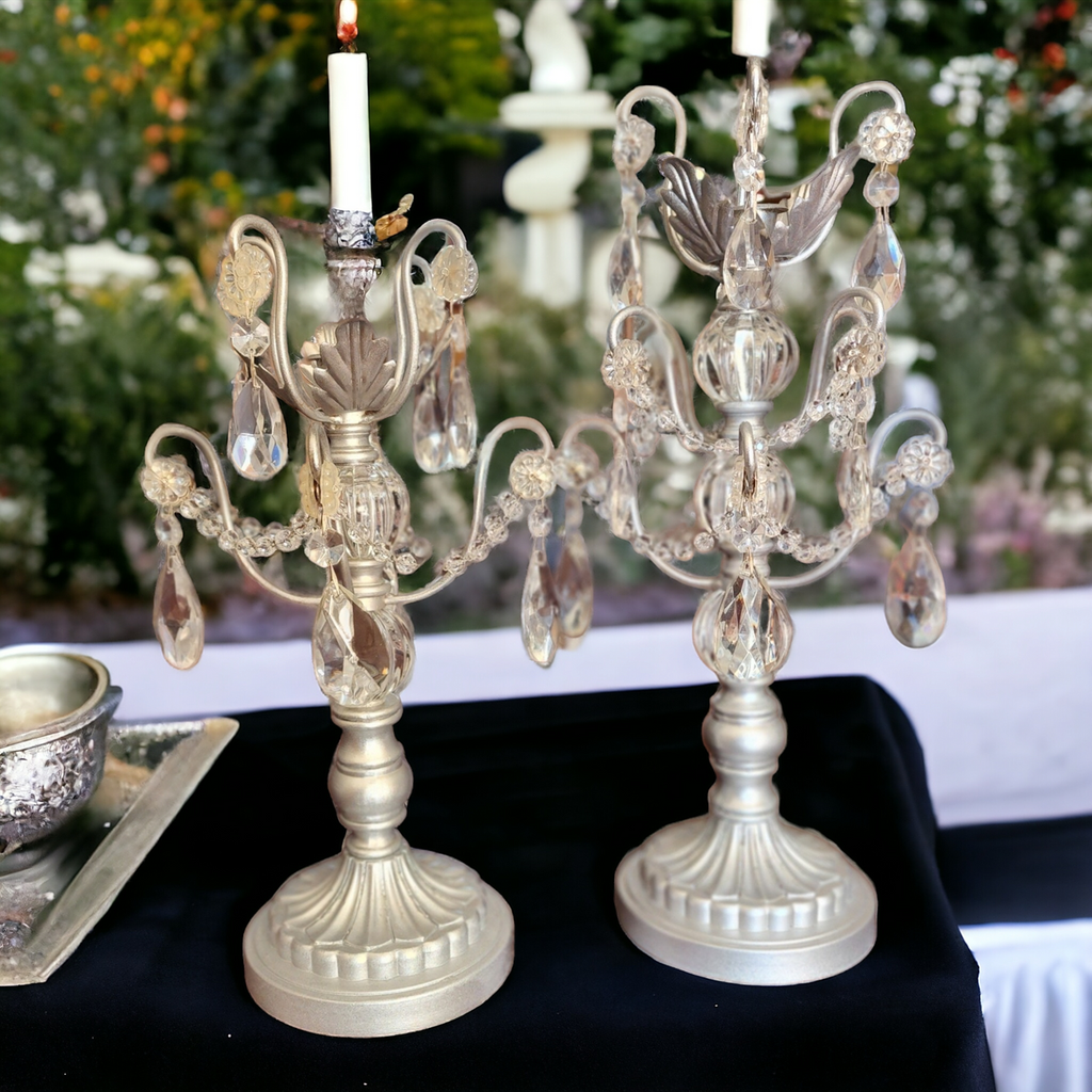 Opulent Treasures® Chandelier Rosettes Candle Holders Candelabra Set of 2