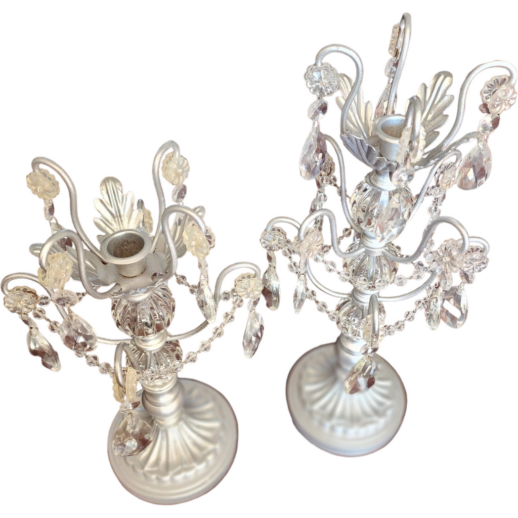 Opulent Treasures® Chandelier Rosettes Candle Holders Candelabra Set of 2