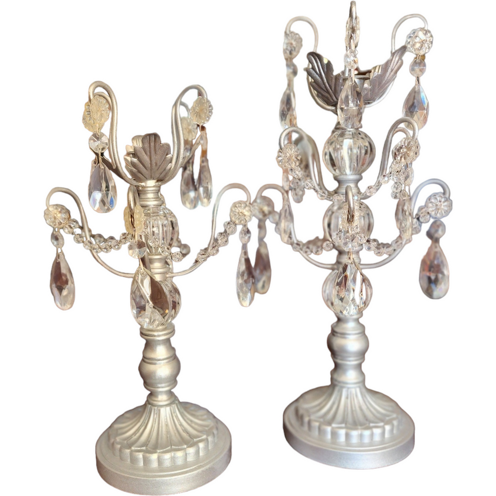 Opulent Treasures® Chandelier Rosettes Candle Holders Candelabra Set of 2