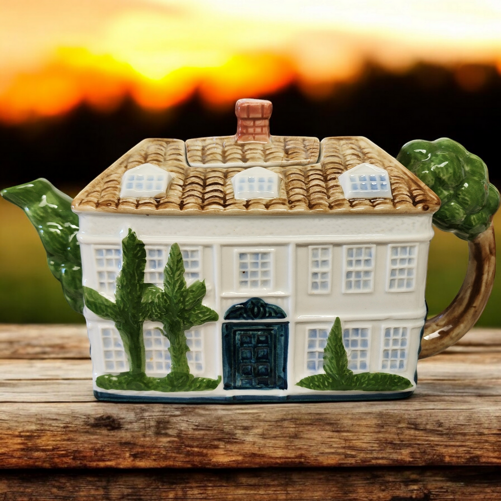 Otagiri Cottage with Chimney Roof Lid Ceramic Figural Teapot