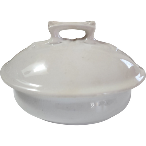 Ott & Brewer Etruria Pottery Covered White Royal Ironstone Soap Dish with Insert