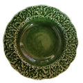 9" OLFAIRE PORTUGAL Green Majolica Raised Cabbage Leaf Rim Individual Pasta Bowl