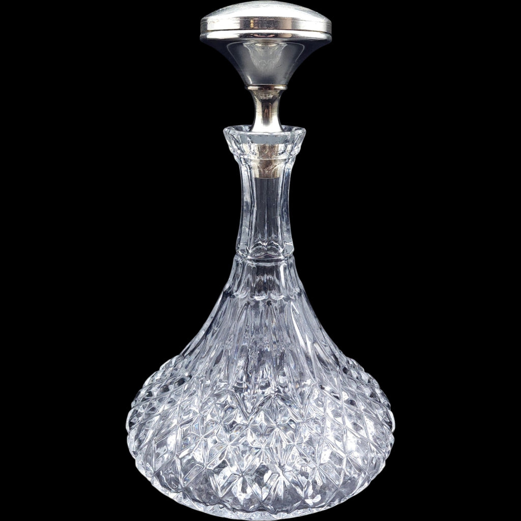 Pacific Princess Cruise Lines Cut Crystal Ships Decanter with Engraved Metal Stopper