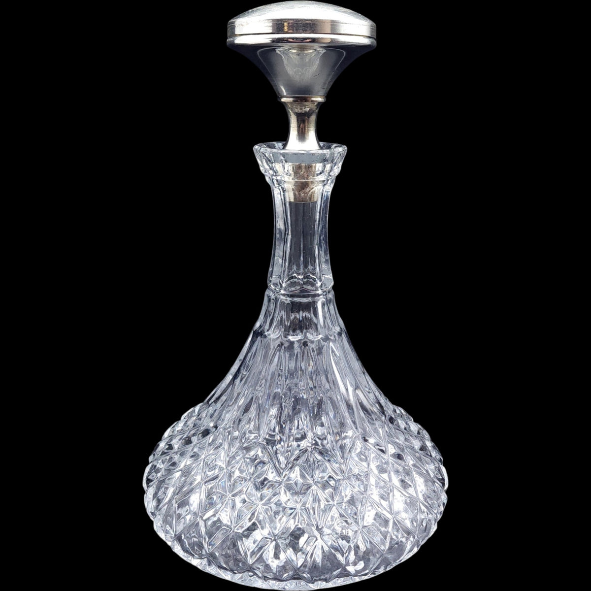 Pacific Princess Cruise Lines Cut Crystal Ships Decanter with Engraved Metal Stopper
